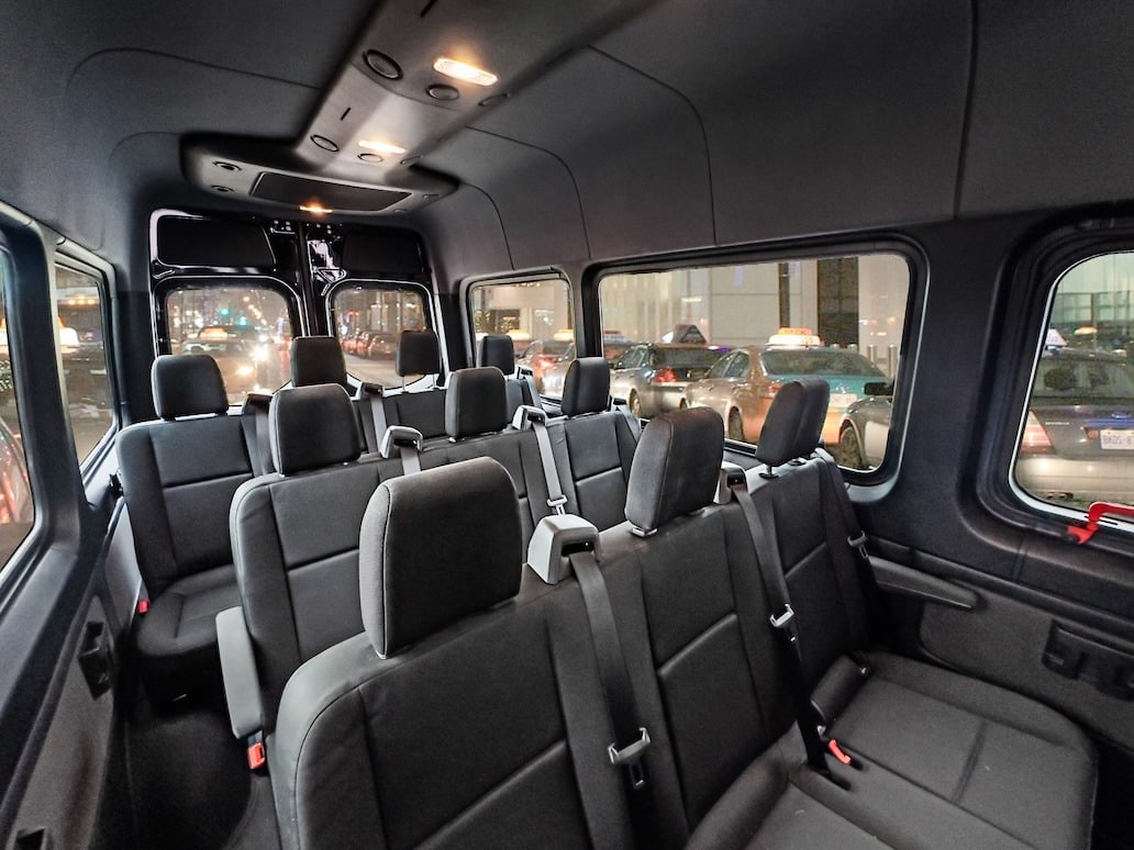 Mercedes Sprinter Shuttle Van 14 Pass Interior 2